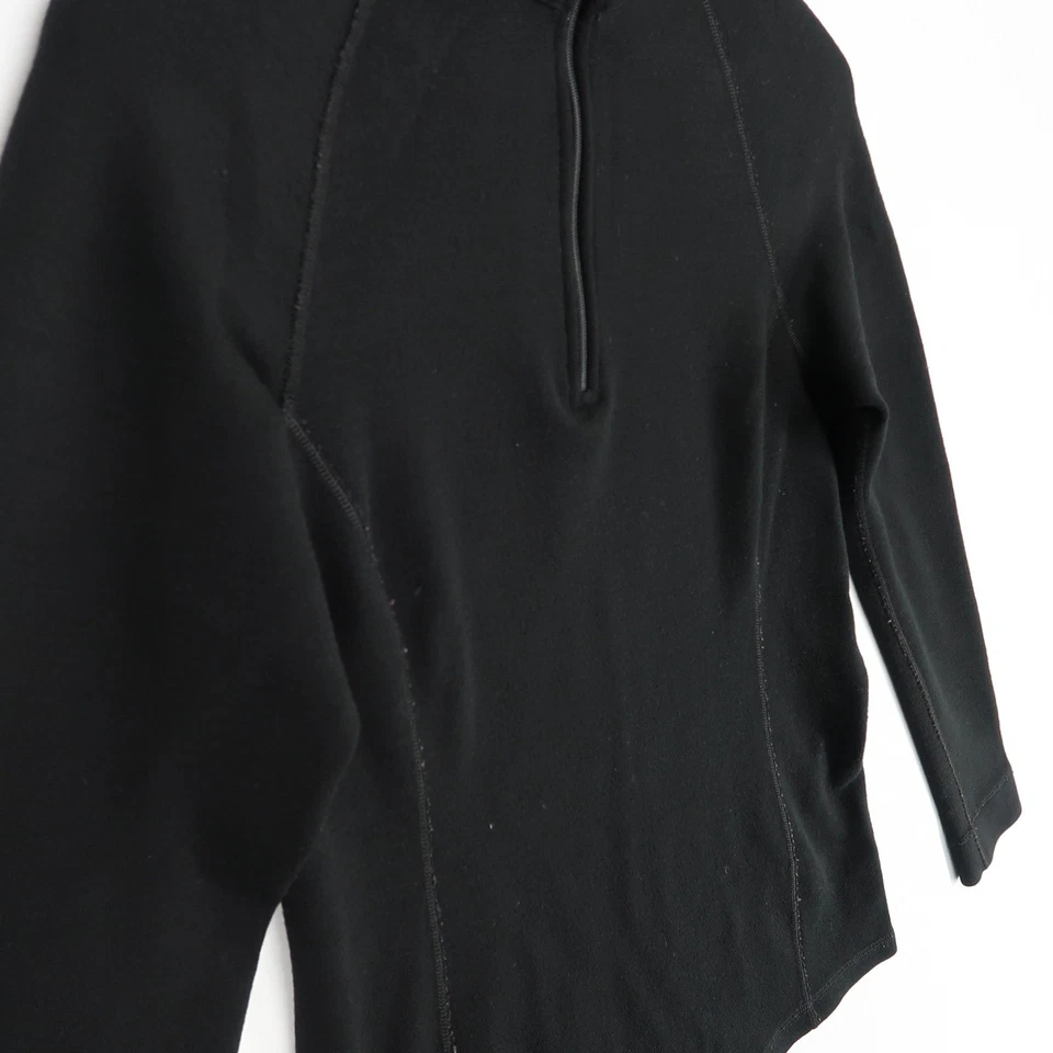Pullover Ibex Lana Merino 1/4 Cremallera Mujer Medio Negro Ropa Activa Top Hecho en EE. UU. Foto 3 de 4