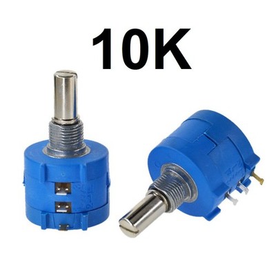 10K Ohm Rotary Potentiometer 10-Turn Blue Variable Dial Resistor Precision 1/4''