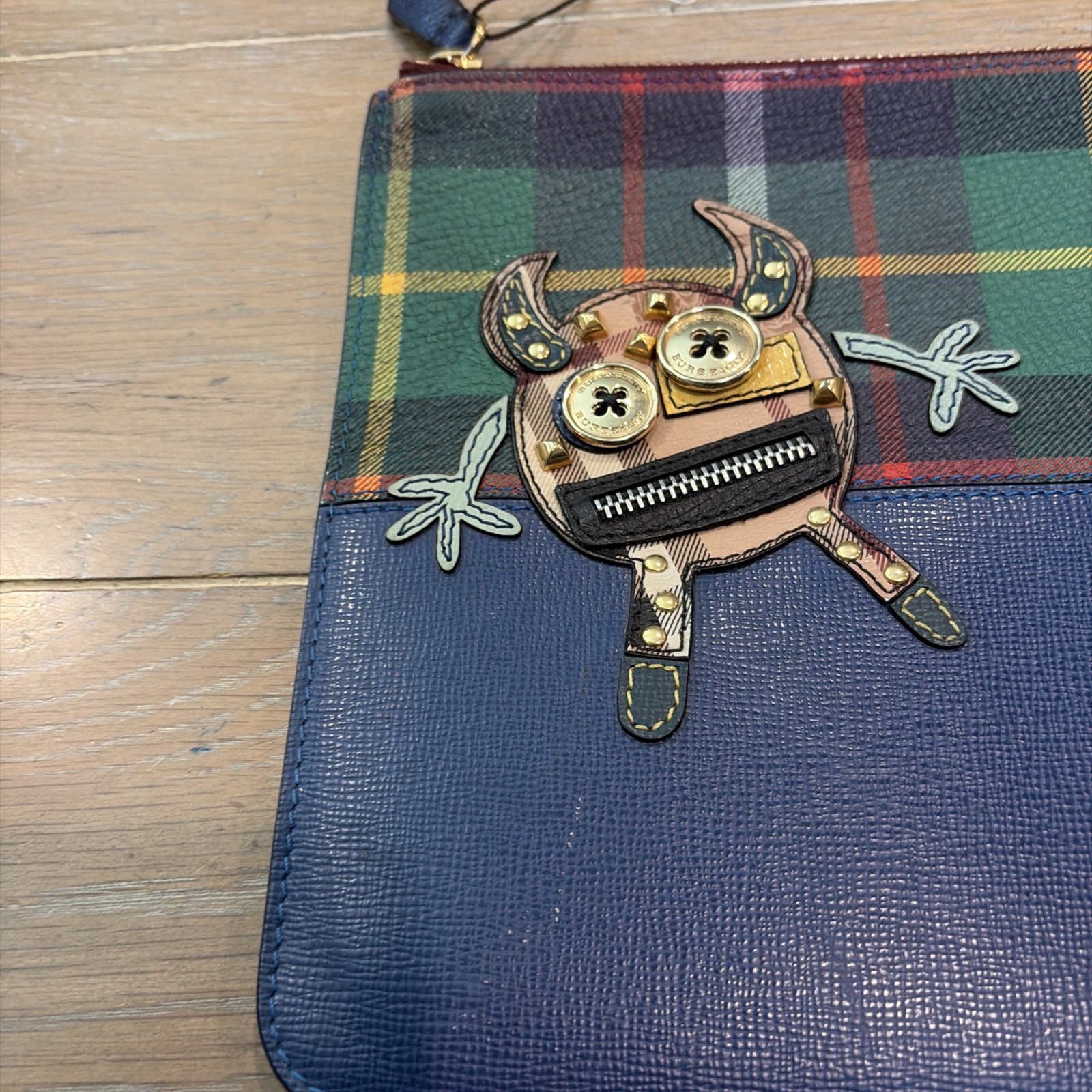 RARE Burberry Leather Check Monster Studs Clutch Bag w/COA image 2