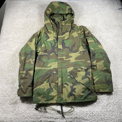 USGI ECWCS Parka Jacket Mens Small Regular Woodland Camo Hooded 8415-01-228-1312