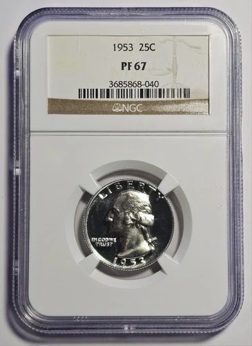 1953 Washington Silver Proof Quarter ~ NGC PF67 ~ 90% Silver Coin (N100)