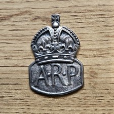 Original WW2 Silver ARP Badge - Air Raid Precautions. 1938 London Hallmark