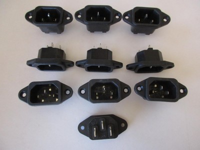 10 Lot IEC AC Power Connector Male Panel Chassis Mount Business Machine Plug 15A