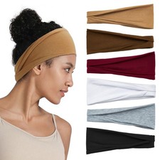 Headbands For Women 6 Pack Wide Non-Slip Stretchy Hair Bands Yoga Workout