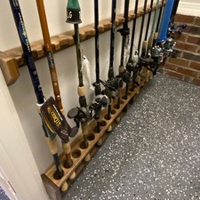 Custom Fishing Rod Rack, Solid Walnut Wood  29 Rods, 60 Inches