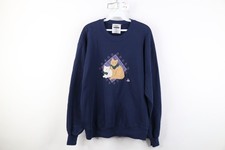 Vtg 90s Streetwear Womens Large Distressed Cat Kitten Crewneck Sweatshirt USA