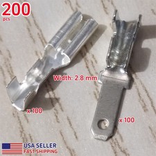 200pcs Male Female 2.8mm Spade Terminals Wire Connectors Kit Non-Insulated Brass