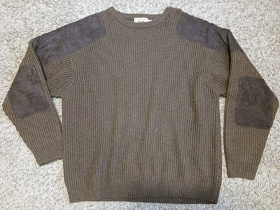#ad #ad Cabelas Outfitters Sweater Mens XL Brown 100% Lambswool Shoulder Elbow Patches $24.95