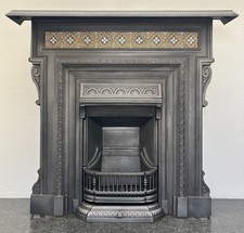 Original Restored Antique Cast Iron Victorian Arts Crafts Tiled Fireplace AF309