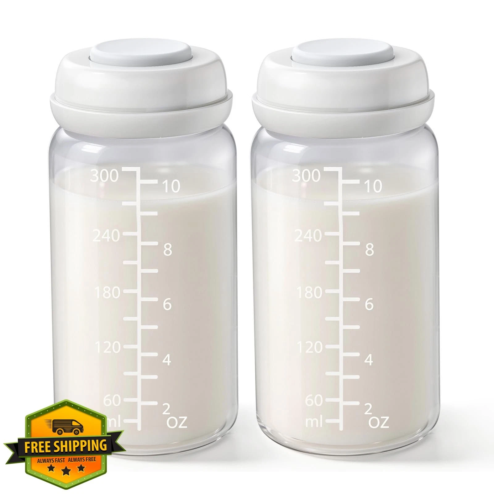 KAIYIV 300ML Breastmilk Bottles 2PCS