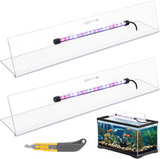Aquarium Lids Polycarbonate Canopy with LED Light 2 Pcs Set 22.95 X 16.61 X 0...