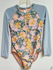 Cat Jack Tropical Print One Piece Long Sleeve Zip Front swim/beach girls 14/16