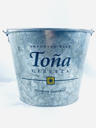TONA CERVEZA 5 QT Ice Bucket Pail Silver Tin /Handle Beer Cerveza - Picture 6 of 8