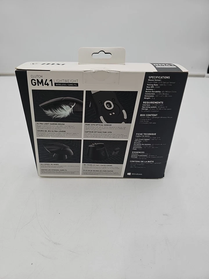 MSI Clutch GM41 Lightweight Wireless Gaming Mouse - Black - Image 2 of 4