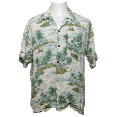 Pineapple Connection, Kurzarmhemd, Größe: L, Weiß/Grün/Blau, Viskose, Print #hgM
