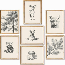Nursery Wall Art Woodland Animal Canvas Wall Decor Baby Room Pictures Forest Ani