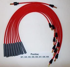 PONTIAC 1955-74 RED 8mm Spark Plug Wires-Points Cap 326-347-350-389-400-428-455 