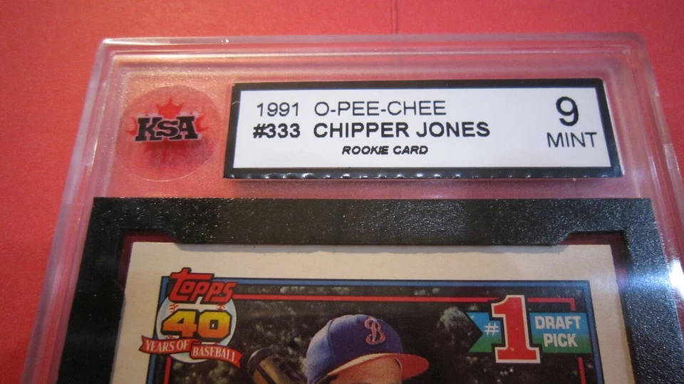 1991 O-PEE-CHEE Chipper Jones HOF ROOKIE RC #333 KSA 9 MINT - Image 4 of 4