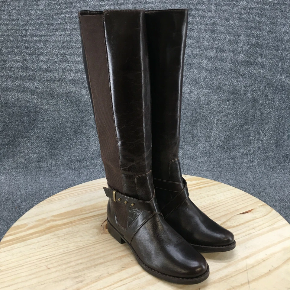 Steven By Steve Madden Botas Mujer 5.5 W Sydnee Alto Montar Cuero Marrón Foto 3 de 4