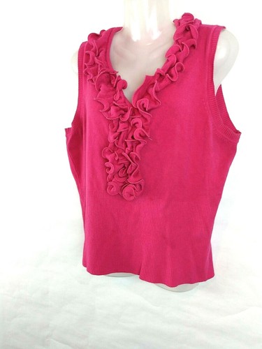 Maglione donna Milano con volant scollo a V rosa senza maniche taglia 18/20 - Foto 3 di 5