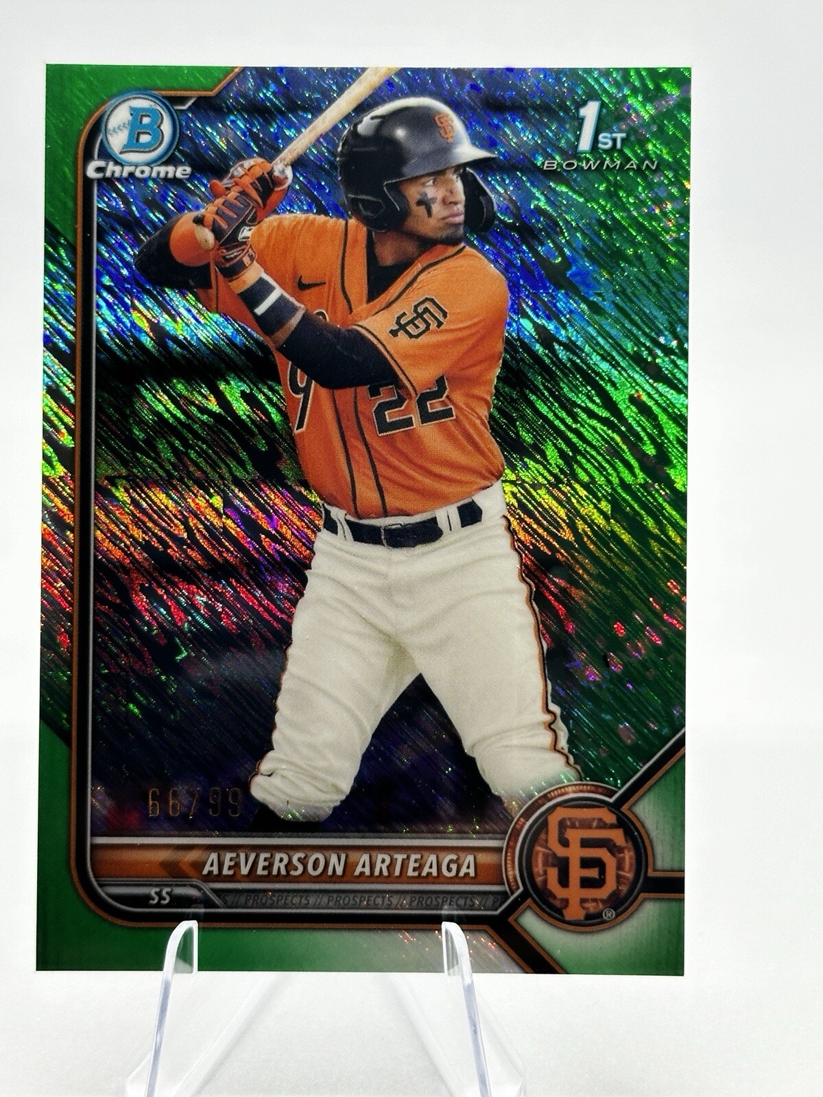 Aeverson Arteaga 58/99  2022 1st Bowman Chrome Green Shimmer Refractor BCP-82