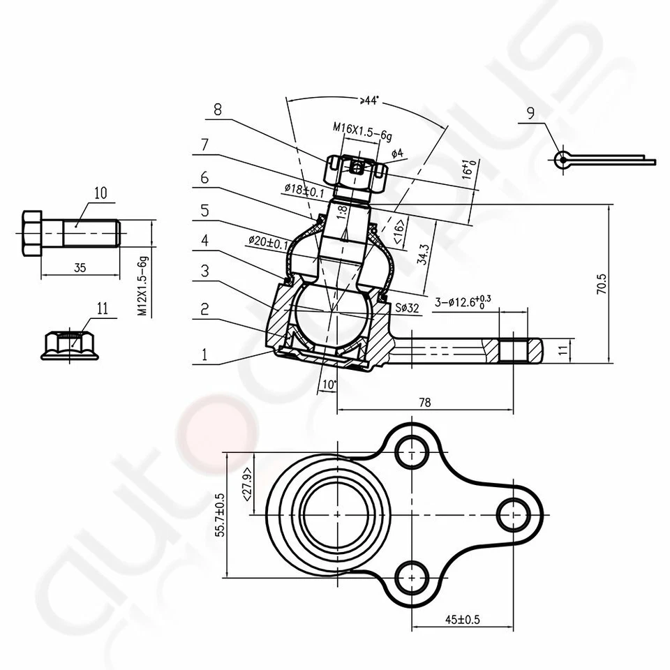 Suspensión 12 rótulas inferiores de varilla de amarre exterior para camioneta Toyota 89-95 tracción trasera Foto 4 de 4
