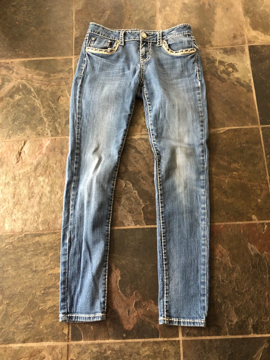 L A Idol Slim Skinny Denim Blue Jeans Womens 7 30 X 31.5 Stretch Flap Pockets