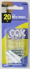 NIP Hillman Group OOK 1/4 in. Mirror Holders, 20 lb., 4 Sets, #50225