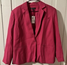 INC INTERNATIONAL CONCEPTS Women's Jazzy Pink One-Button Oversized Blazer SIZE L