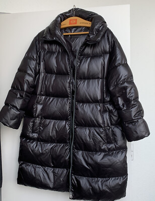 Daunenmantel Daunenjacke Mantel Parker Jacke Gr. 42  Schwarz Länge ca. 100 cm