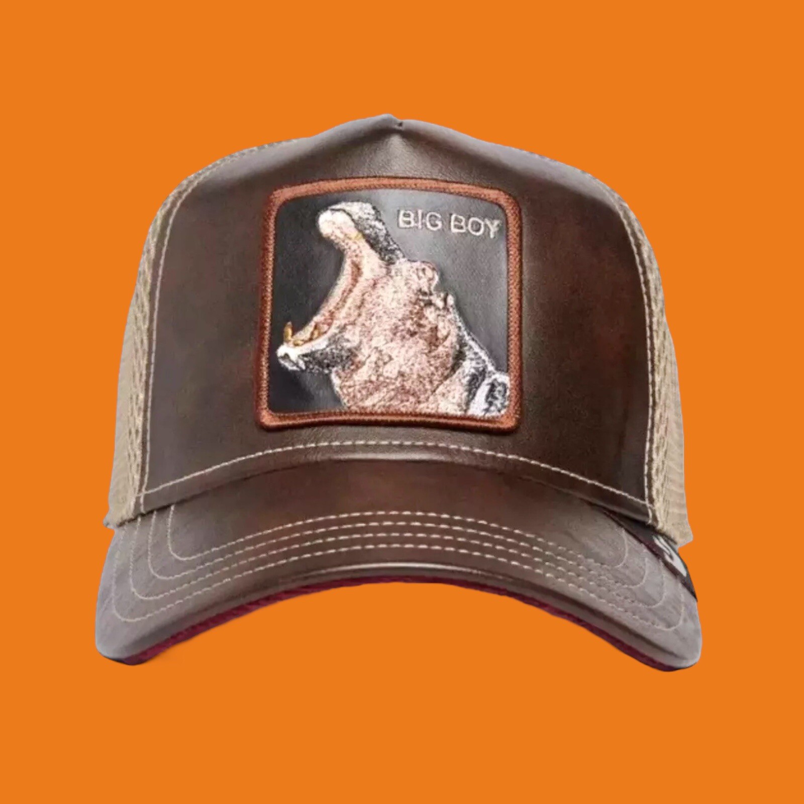 Goorin Bros Animal Farm Trucker Friday Drop Cuffing Season Big Boy Hippo Brown