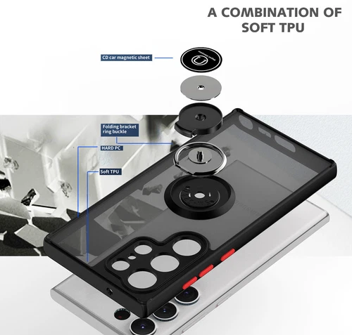 Rot für Samsung Galaxy A53 5G Stoßfest Magnet Auto Halterung Hybrid Ring Ständer Hülle - Bild 3 von 6