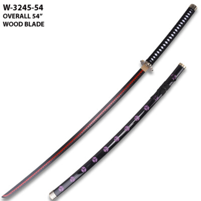 #ad 54quot; One Piece Anime Roronoa Zoro Shusui WOOD Katana w Plastic Scabbard O Wazamo $44.95