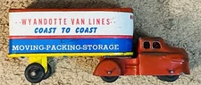 VINTAGE Pressed Tin Wyandotte Van Lines Coast To Coast Moving Truck & Trailer