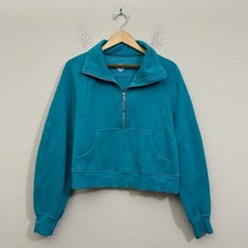 LULULEMON Scuba Oversized Sweatshirt Womens M/L Teal Blue Funnel Neck Half Zip