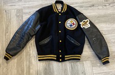 Vintage Authentic Pittsburgh Steelers Wool DeLong Jacket Coat Size Medium 1980