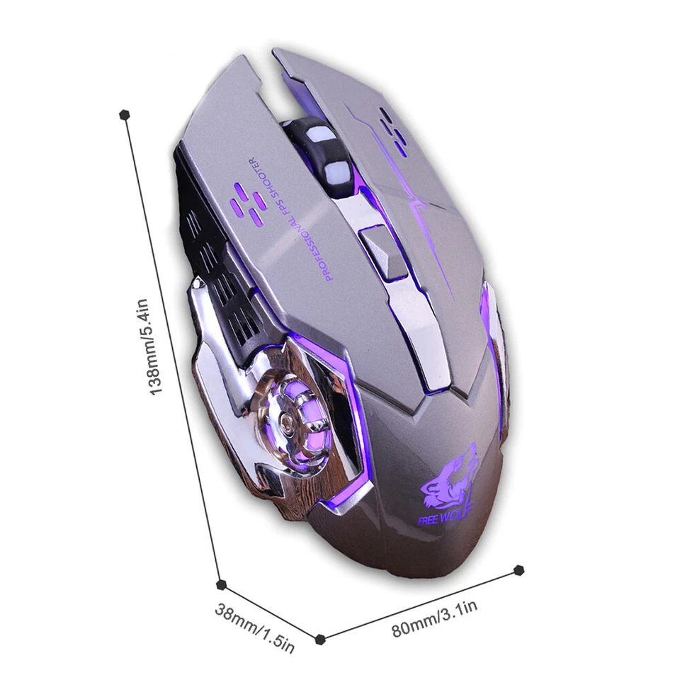 Rechargeable X8 Wireless Game Mouse Silent LED Backlit USB 1800DPI Optical E GF0 - Image 4 of 4