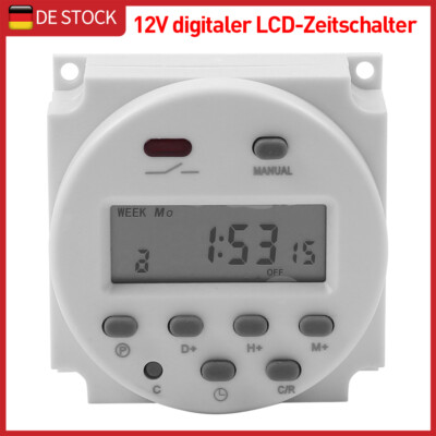 Digital LCD Zeitschaltuhr DC 12V 16A Programmierbar Timer Schalter Elektronisch！