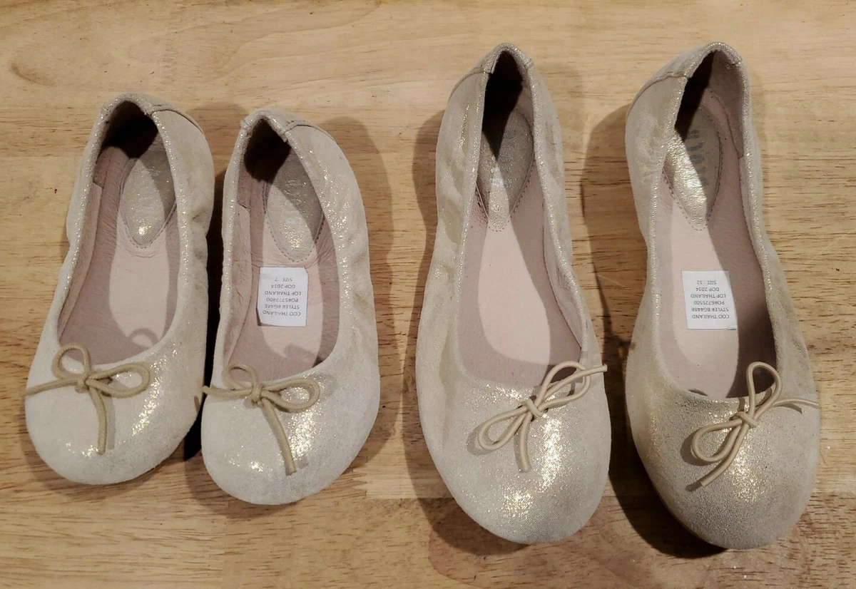 BLOCH GOLD SPARKLE Vero Cuoio Girl s Ballet Flats Size 7 OR 12