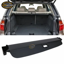 Fits 07-13 BMW E70 X5 Tonneau Cargo Cover Rear Retractable +Aluminum Rod Black