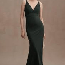 BHLDN Tatum V-Neck Stretch Crepe Gown Emerald Green Size 4