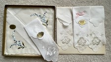 Vintage Lot of 5 Swiss Embroidered Handkerchiefs Floral