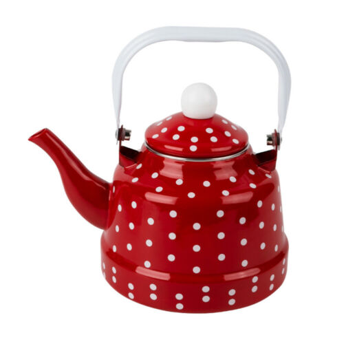 Wasserkocher Tee Teekanne Topf Emaille Kaffee Keramik Vintage Pfeifen Polka-FG - Bild 1 von 12