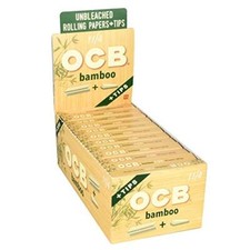 OCB Bamboo 1 1/4 Rolling Papers  Tips 1.25 Size Full Box of 24 Booklets 