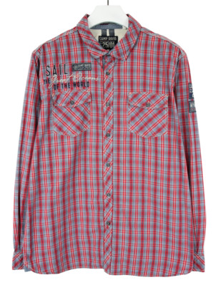 Camp David Regular Fit Shirt Mens XL Casual Button Patch Pockets Plaid