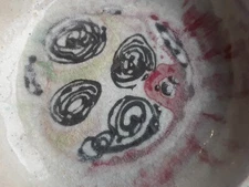 Serving Bowl UFO Swirl Plum Pop  12 X 3" Signed burgundy unique eye candy d7