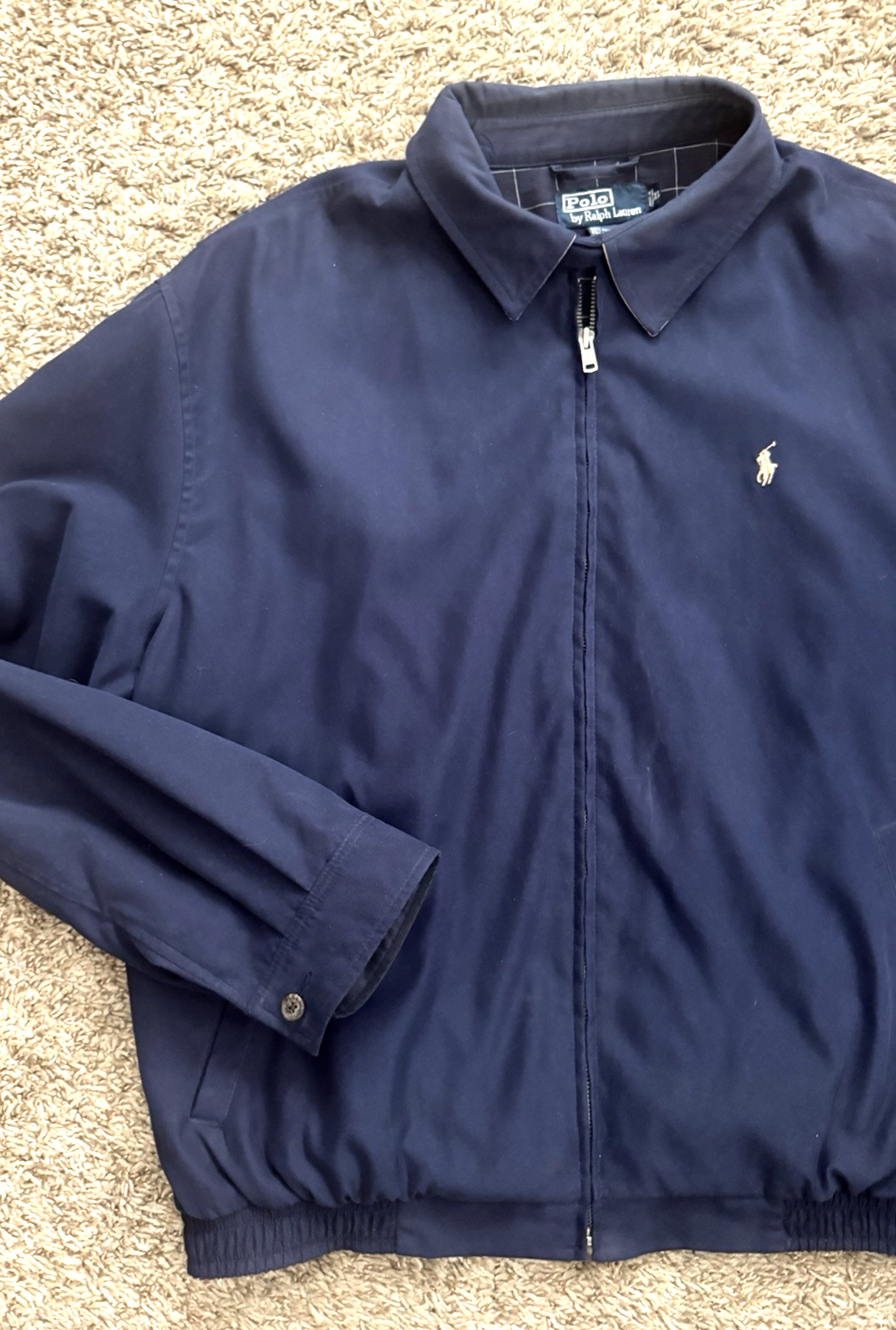 Polo Ralph Lauren vintage giacca blouson full zip swing uomo XL pony blu scuro