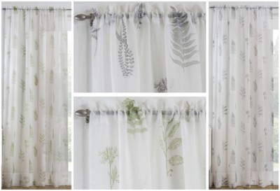 BRACKEN VOILE FENSTER PANEL NETZ BEDRUCKT BLÄTTER BLUMEN LAUB SCHLITZ OBERE ÜBERSCHRIFT 