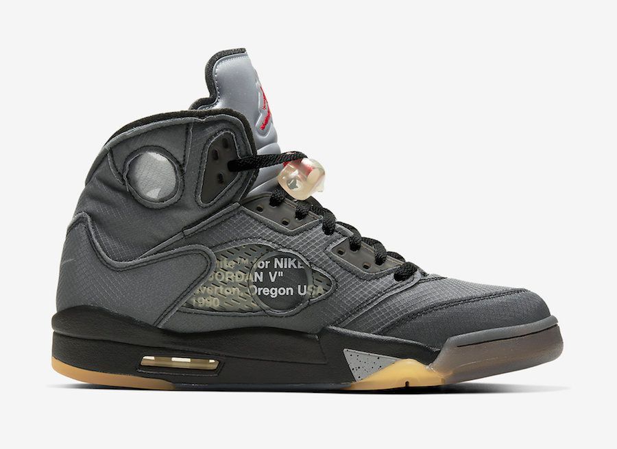 CT8480-001 Off-White × Nike Air Jordan 5 Black Muslin Fire