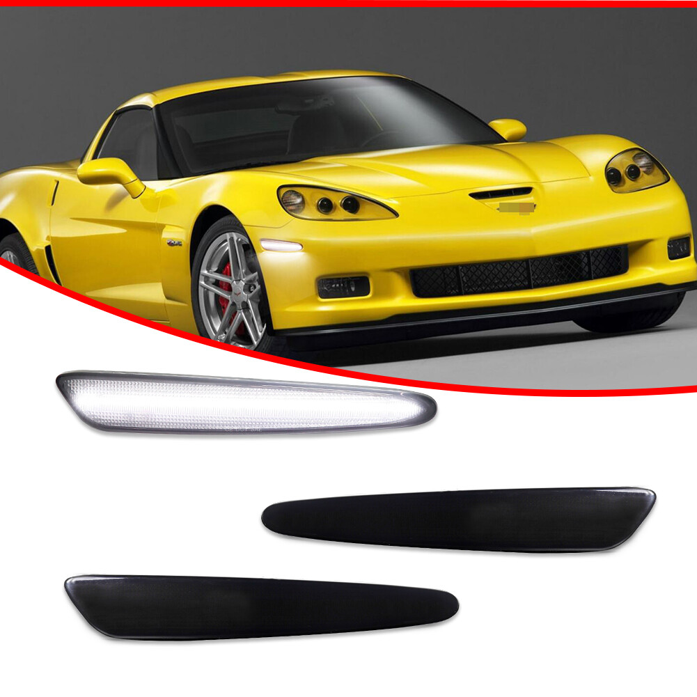 For 2005-2013 Chevrolet Corvette C6 White LED Front Fender Side